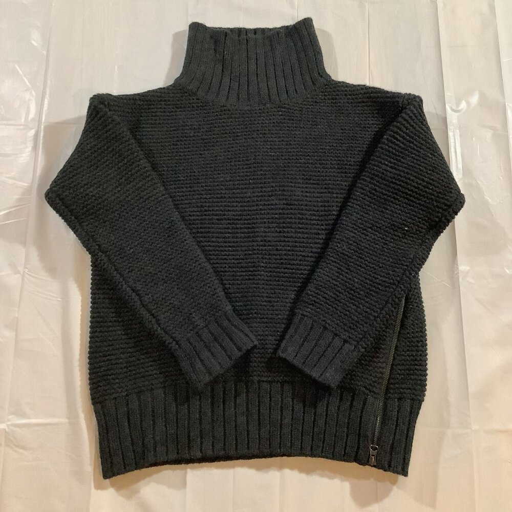 Lululemon Karma Kurmasana Sweater Pullover Heathered Black 6 Turtleneck Side Zip